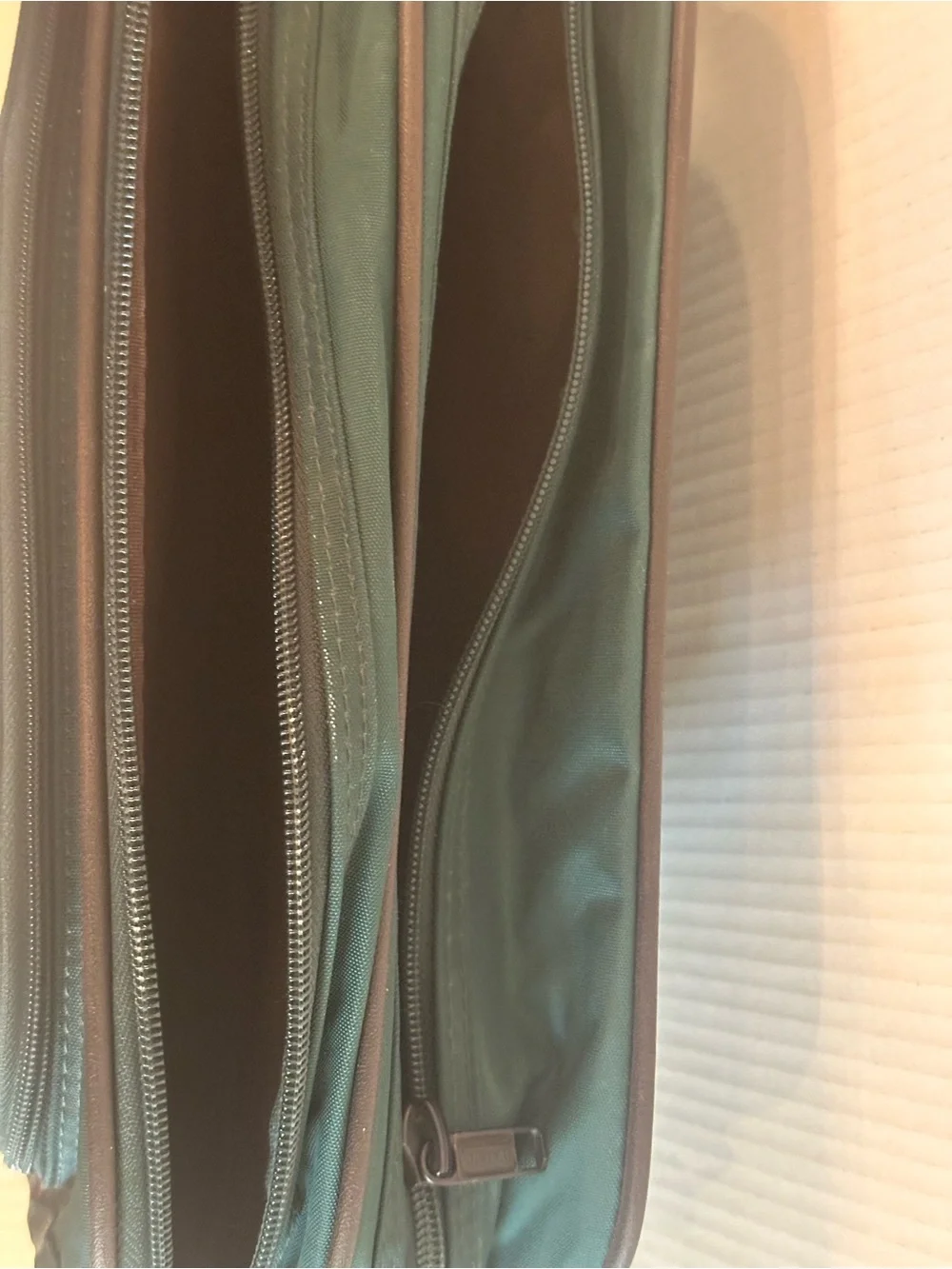 vintage green and brown ballistic nylon TUMI 2-Way Briefcase Messenger Bag Mint